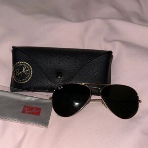 Ray-Ban Black and Gold Aviator Sunglasses
